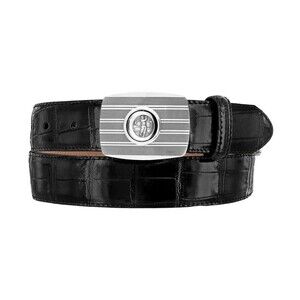 NWT BRIGHTON men's 34 Golf buckle belt leather black croc Royal Troon designer